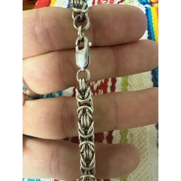 Vintage Handmade Sterling Silver Bracelet Link Chain 7.5" 25 gm 925 - Picture 6 of 7